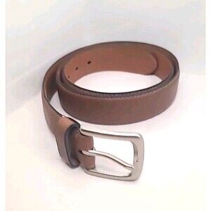 Fossil Belt Mens 42 Brown Genuine Leather Silver Buckle Casual Classic 105/42